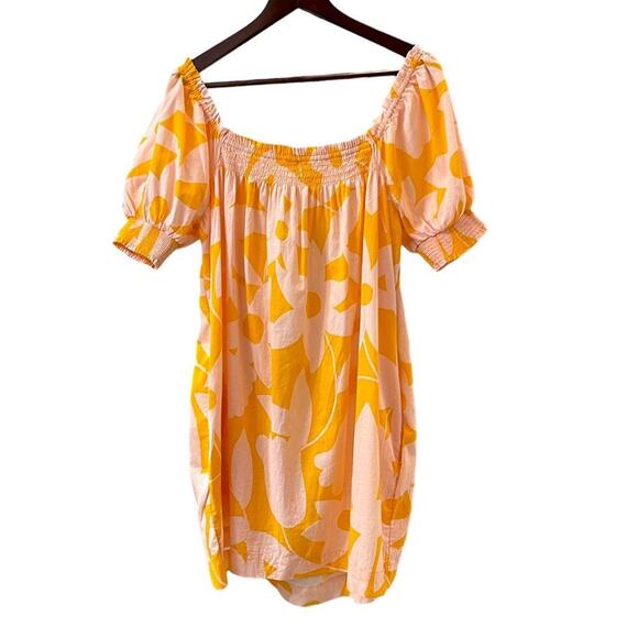 Free People Mila Floral Printed Mini Dress in Tangerine Combo Size Large New - Picture 8 of 10
